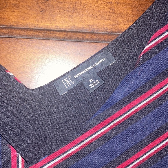 INC International Concepts navy striped top, size XL - Picture 2 of 4